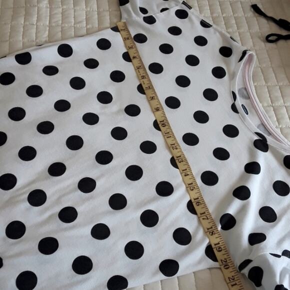 Old Navy Sz XXL 16 Y2K Softest Tee White Black Polka Dot Stretchy High Low Top - Picture 6 of 8